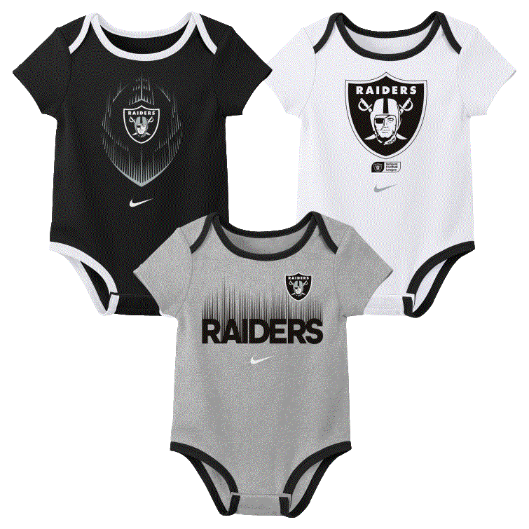 Las Vegas Raiders Baby Born To Be 3PC Creeper Set product image 1, provided for visual reference and product detail review