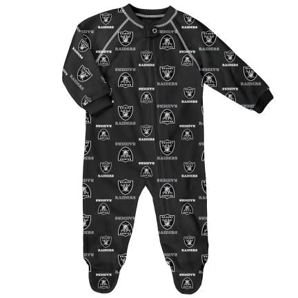 Las Vegas Raiders Baby Replen Raglan Zip Up Coverall product image 1, provided for visual reference and product detail review