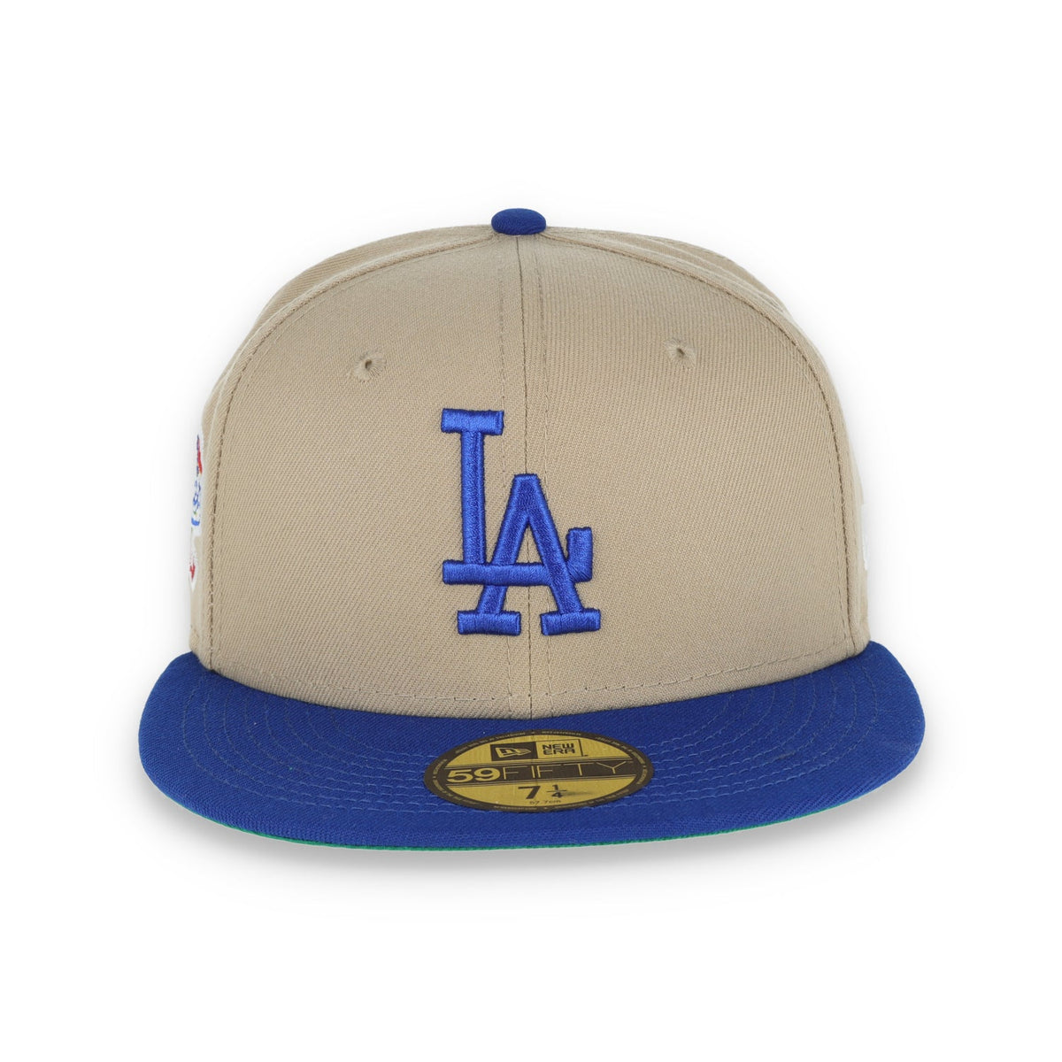 New Era Los Angeles Dodgers 100th Anniversary Side Patch 59FIFTY Fitted Khaki Hat product image 2, provided for visual