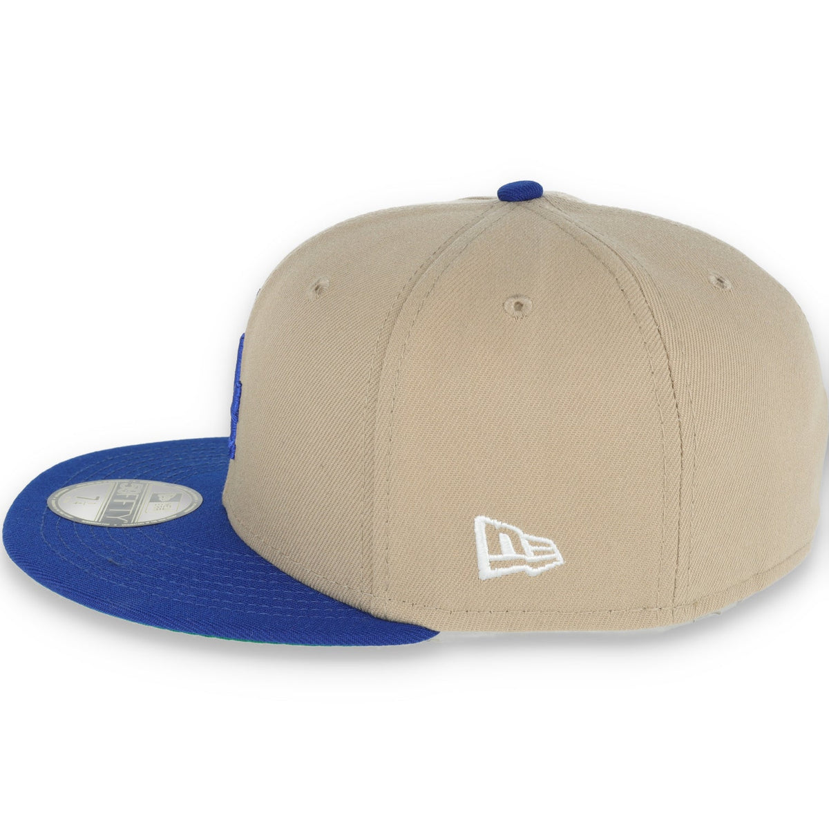 New Era Los Angeles Dodgers 100th Anniversary Side Patch 59FIFTY Fitted Khaki Hat product image 3, provided for visual