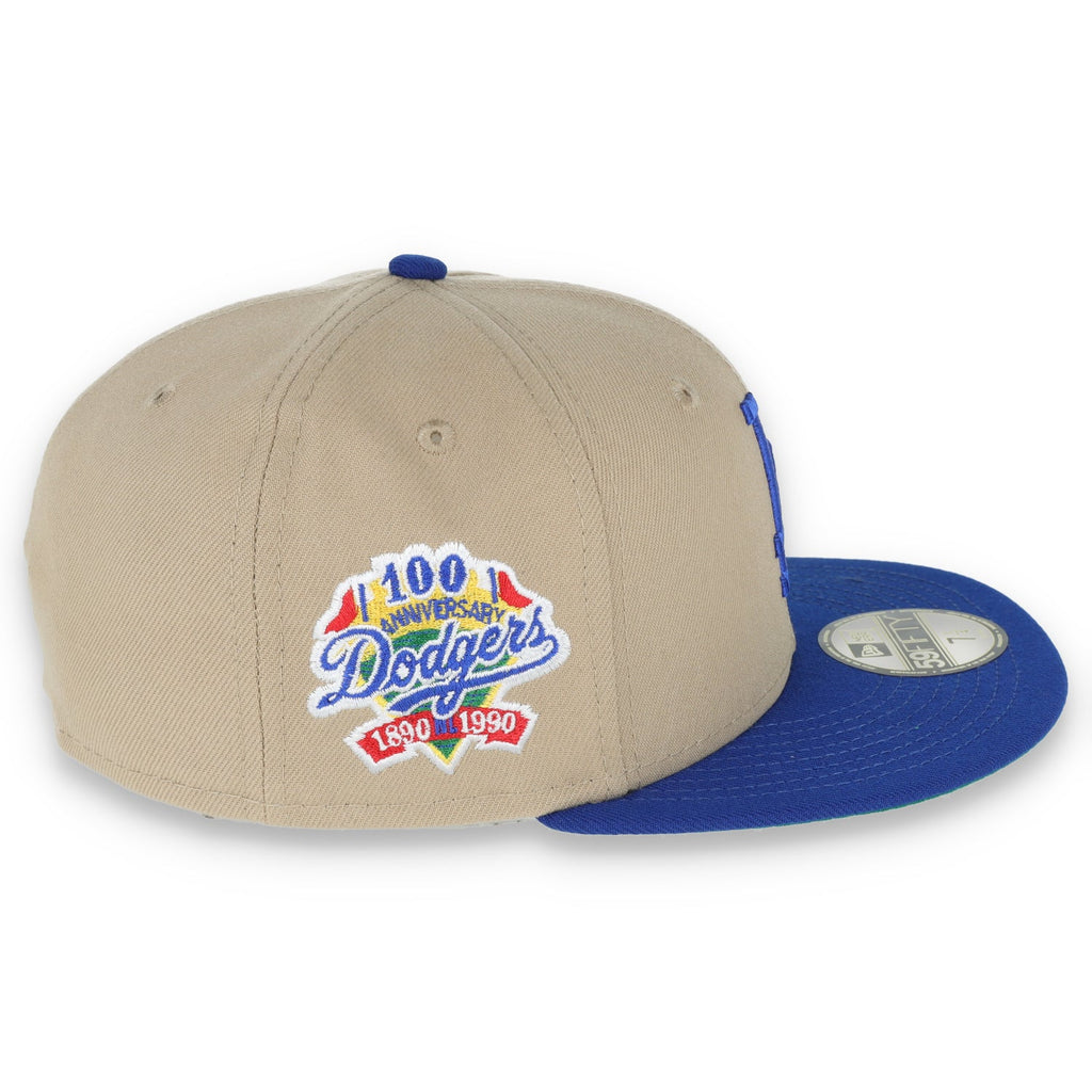 New Era Los Angeles Dodgers 100th Anniversary Side Patch 59FIFTY Fitted Khaki Hat product image 6, provided for visual