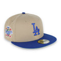 New Era Los Angeles Dodgers 100th Anniversary Side Patch 59FIFTY Fitted Khaki Hat product image 1, provided for visual