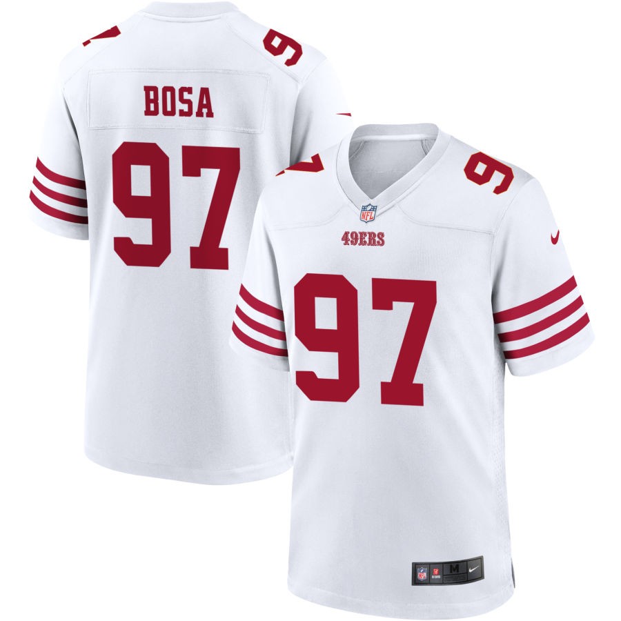 Nike Men San Francisco 49ers Bosa #97 Vapor Limited Jersey– White product image 1, provided for visual reference and product