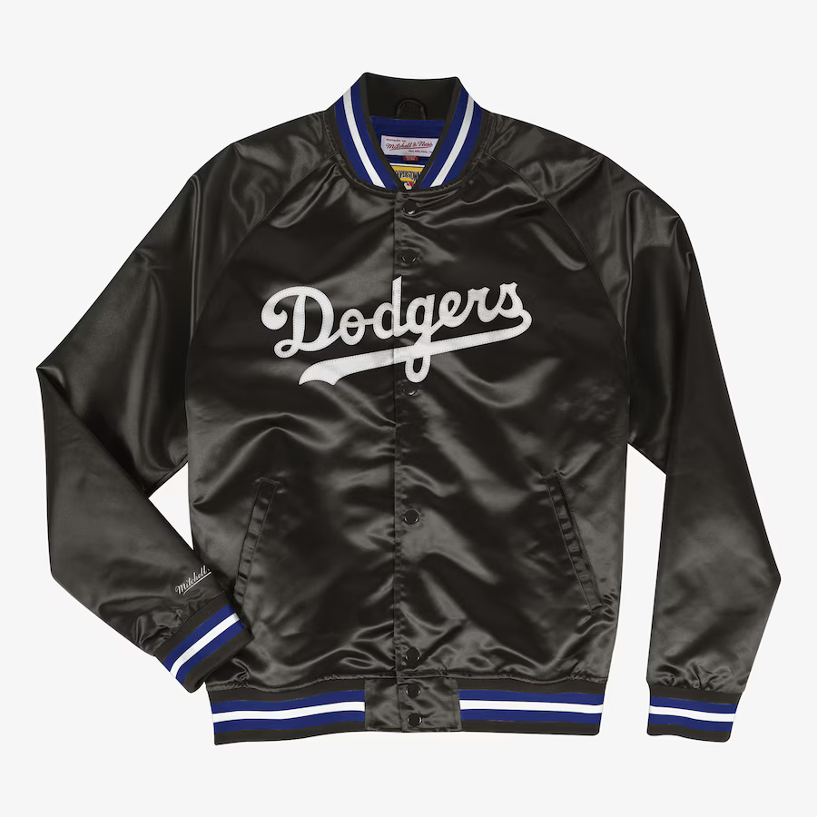 Mitchell & Ness Lightweight Satin Jacket Los Angeles Dodgers-Black product image 1, provided for visual reference and