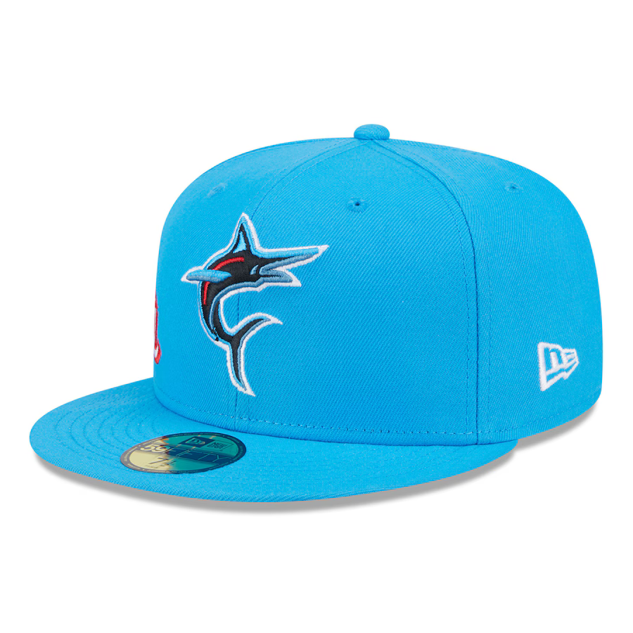 New Era Miami Marlins City Connect Icon 59FIFTY Fitted Hat-Blue/Red product image 2, provided for visual reference and