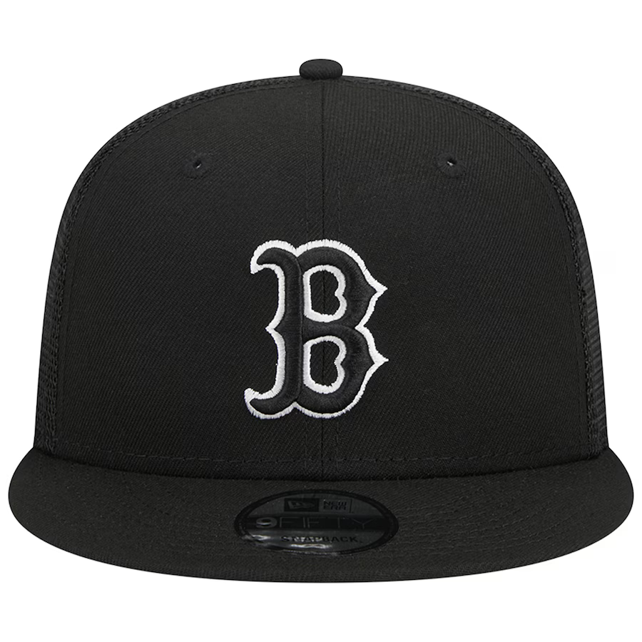 New Era Boston Red Sox Trucker 9FIFTY Snapback Hat-Black/White product image 2, provided for visual reference and product