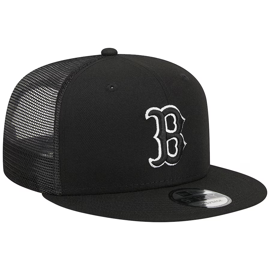 New Era Boston Red Sox Trucker 9FIFTY Snapback Hat-Black/White product image 3, provided for visual reference and product