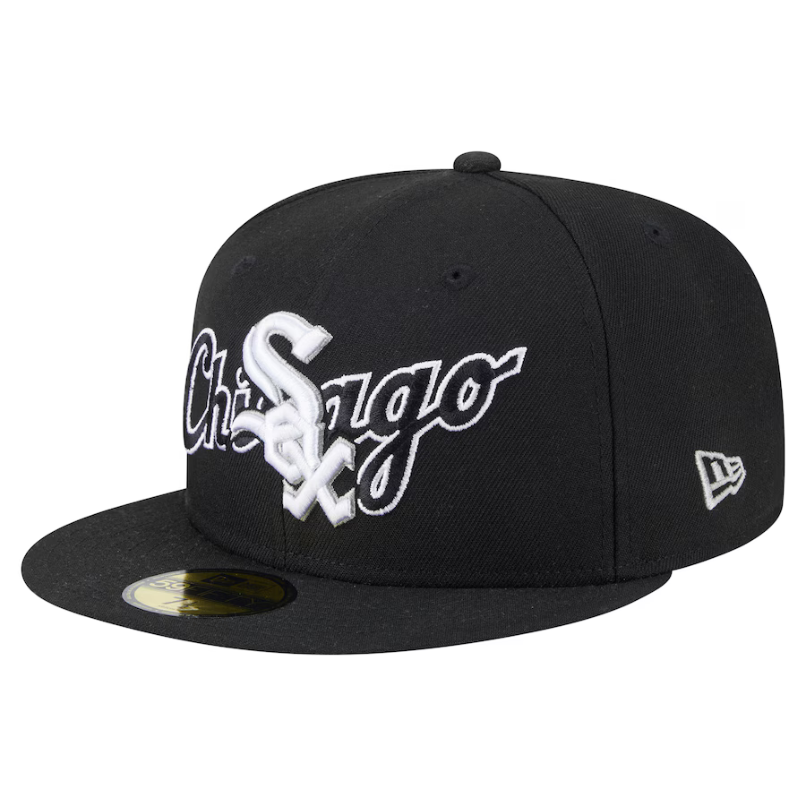 New Era Chicago White Sox Overlap 59FIFTY Fitted Hat-Black product image 3, provided for visual reference and product detail