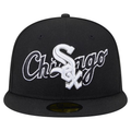 New Era Chicago White Sox Overlap 59FIFTY Fitted Hat-Black product image 1, provided for visual reference and product detail
