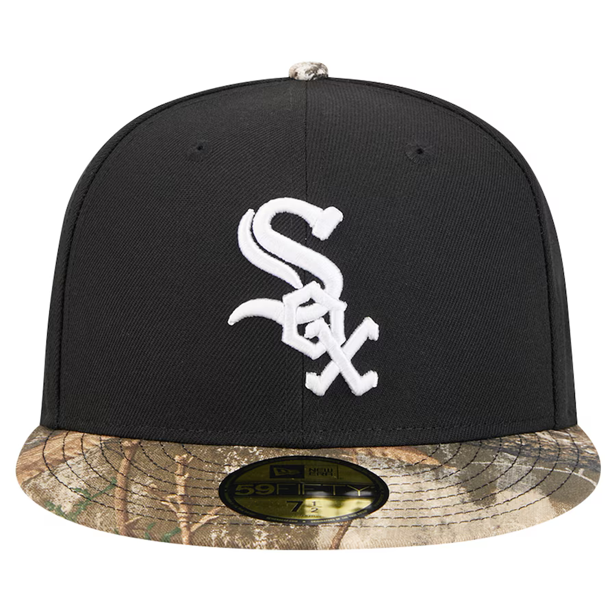 New Era Chicago White Sox Black Realtree Camo 59FIFTY Fitted Hat product image 1, provided for visual reference and product