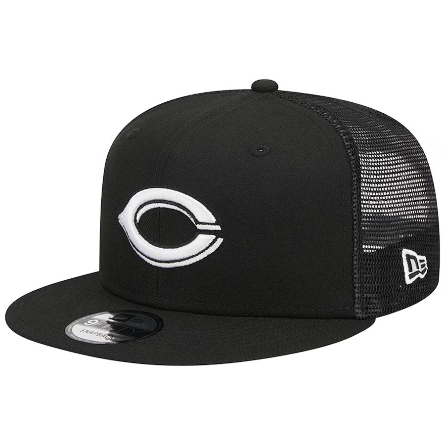 New Era Cincinnati Reds Trucker 9FIFTY Snapback Hat-Black/White product image 2, provided for visual reference and product