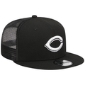 New Era Cincinnati Reds Trucker 9FIFTY Snapback Hat-Black/White product image 1, provided for visual reference and product