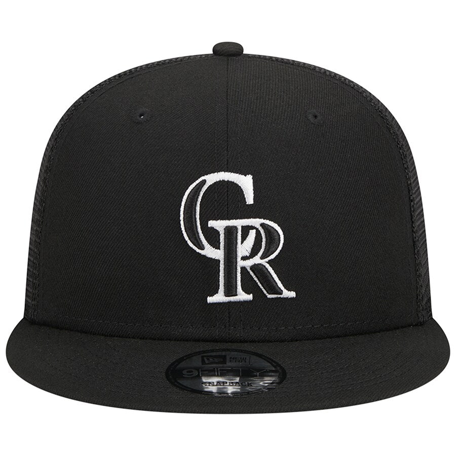New Era Colorado Rockies Trucker 9FIFTY Snapback Hat-Black/White product image 3, provided for visual reference and product