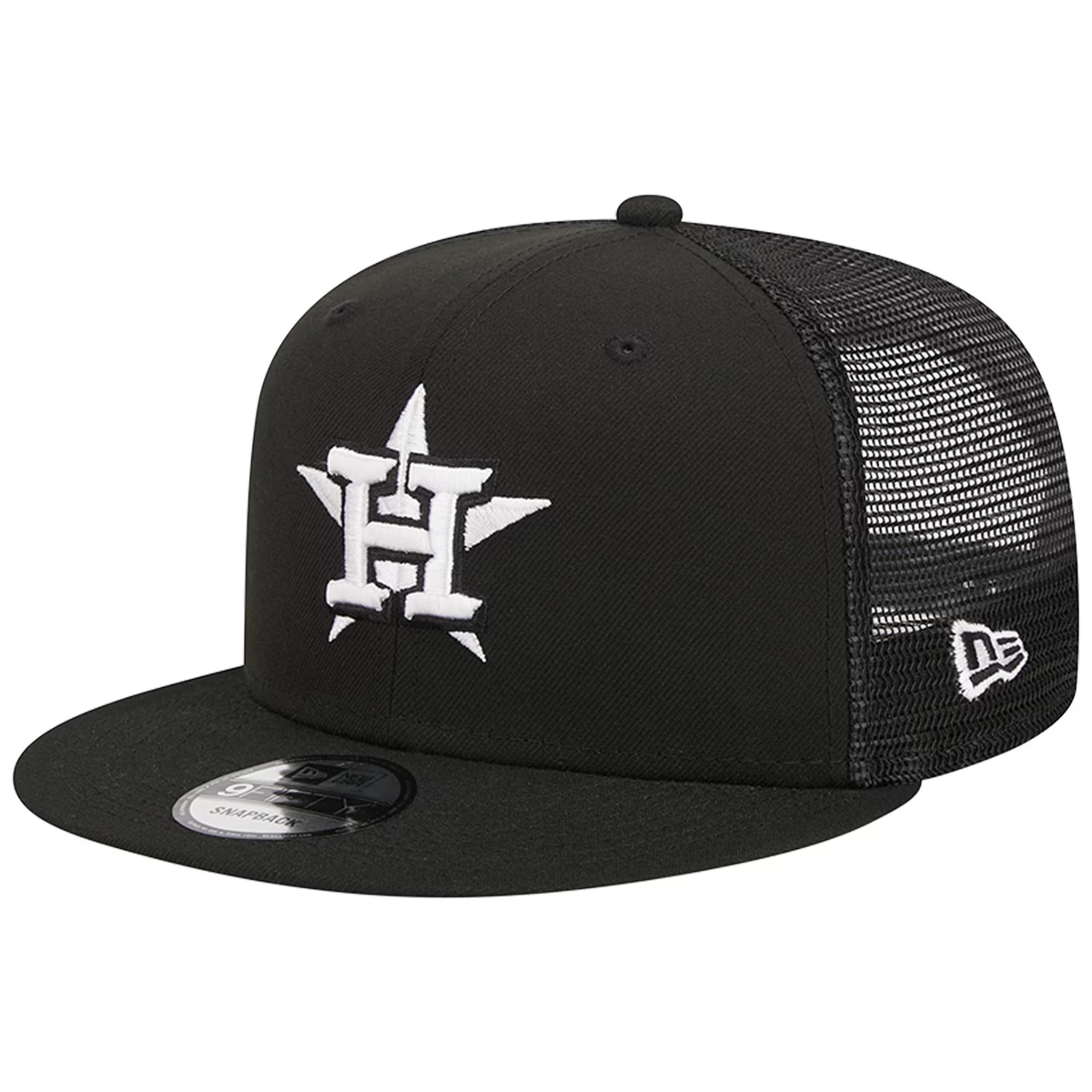New Era Houston Astros Trucker 9FIFTY Snapback Hat-Black/White product image 2, provided for visual reference and product