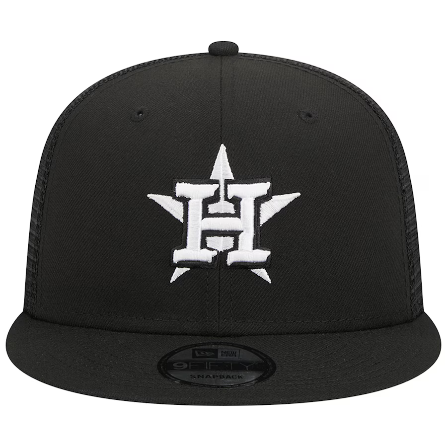 New Era Houston Astros Trucker 9FIFTY Snapback Hat-Black/White product image 3, provided for visual reference and product