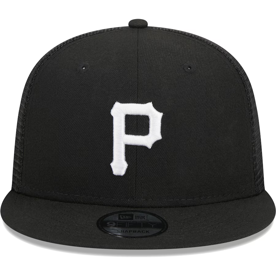 New Era Pittsburgh Pirates Trucker 9FIFTY Snapback Hat-Black/White product image 3, provided for visual reference and