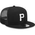 New Era Pittsburgh Pirates Trucker 9FIFTY Snapback Hat-Black/White product image 1, provided for visual reference and