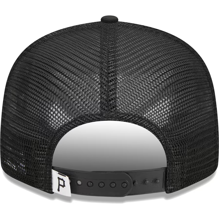 New Era Pittsburgh Pirates Trucker 9FIFTY Snapback Hat-Black/White product image 4, provided for visual reference and