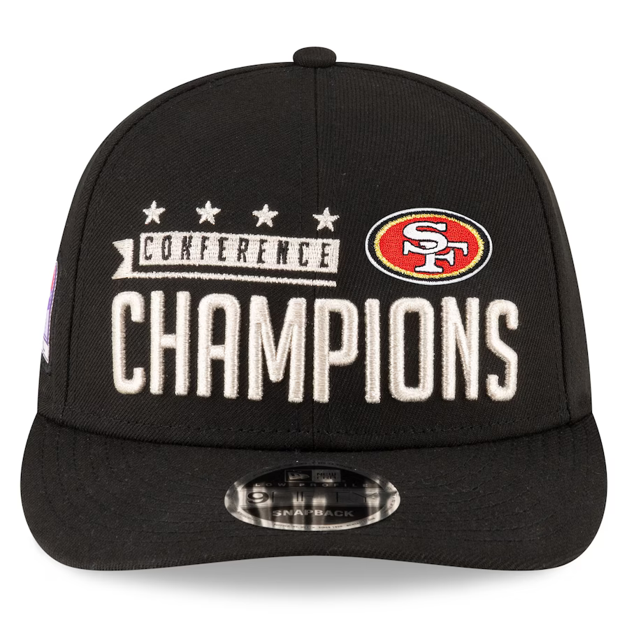 New Era San Francisco 49ers 2023 NFC Champions Locker Room Low Profile 9FIFTY Snapback Hat-Black product image 2, provided
