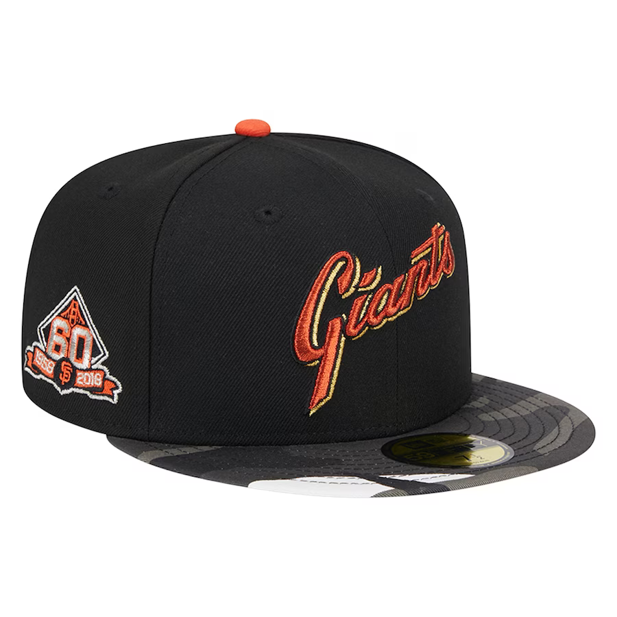 New Era San Francisco Giants 60th Anniversary Side Patch Metallic Camo 59FIFTY Fitted Hat product image 1, provided for