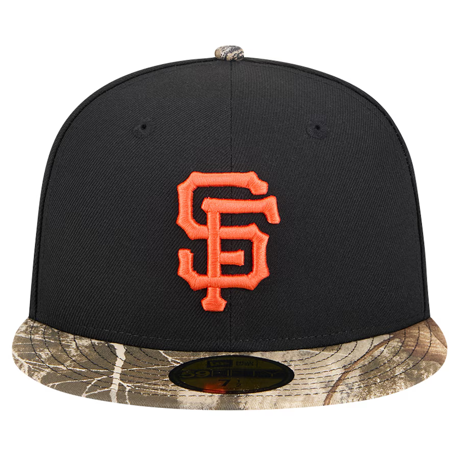 New Era San Francisco Giants Black Realtree Camo 59FIFTY Fitted Hat product image 1, provided for visual reference and