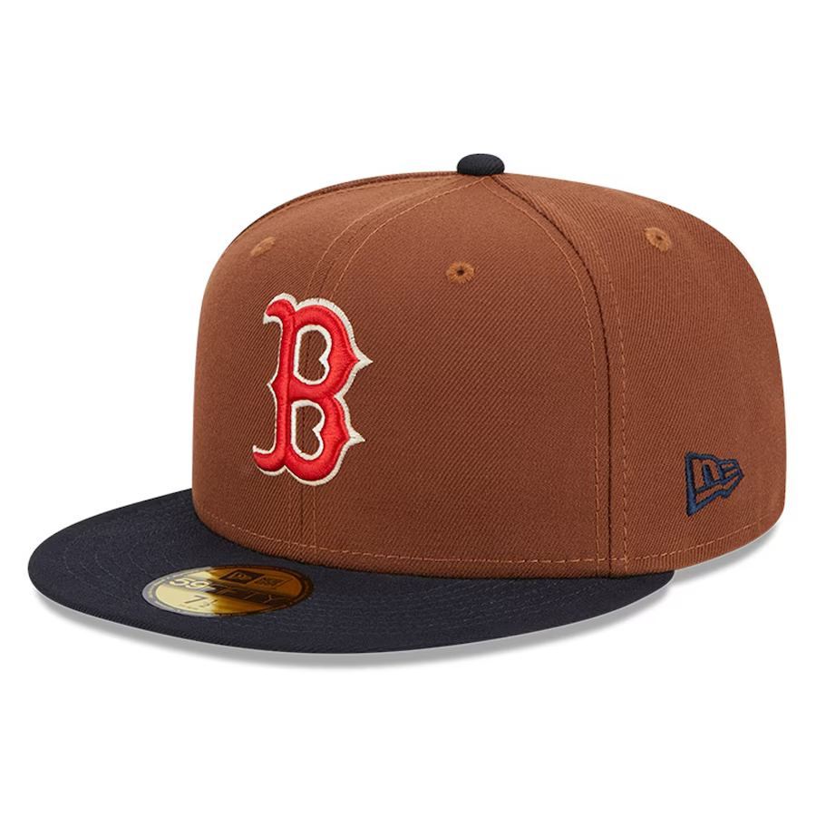 New Era Boston Red Sox Harvest 100th Side Patch 59fifty Fitted Hat-Brown product image 3, provided for visual reference and