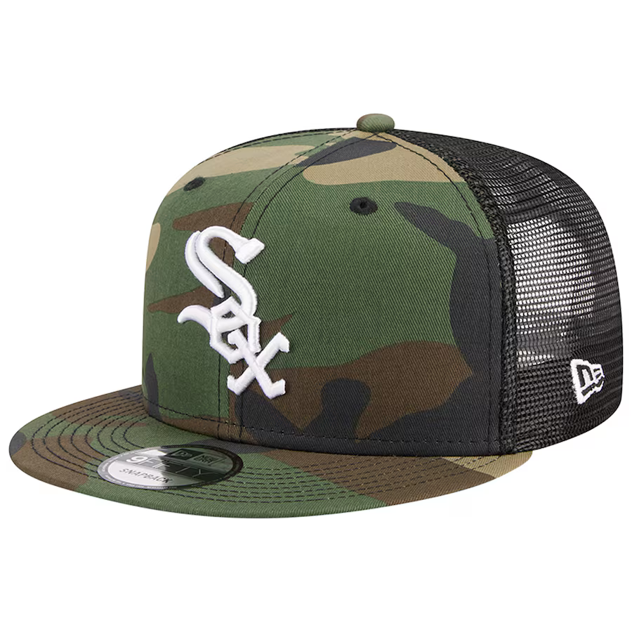 New Era Chicago White Sox Woodland Camo Trucker 9FIFTY Snapback Hat product image 2, provided for visual reference and