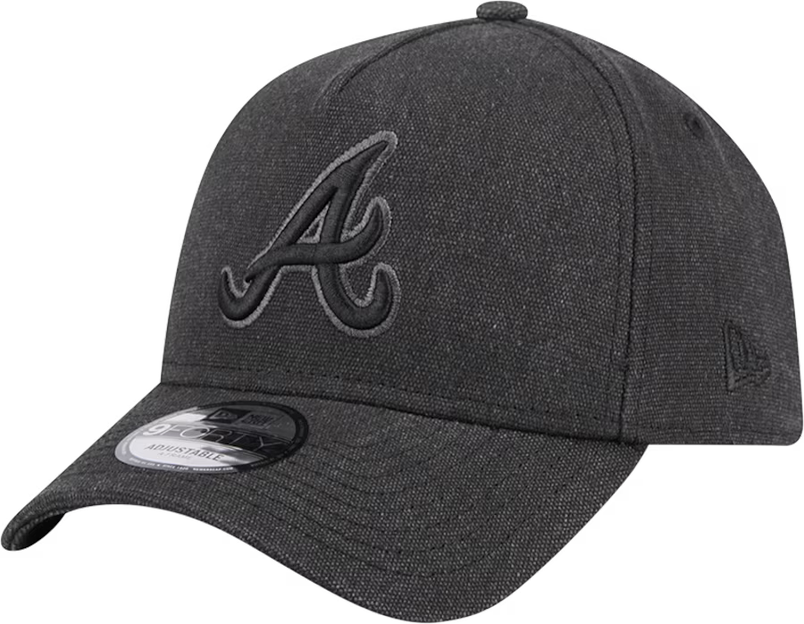 New Era Atlanta Braves Logo Essentials A Frame 9FORTY Adjustable Hat-Charcoal Black product image 2, provided for visual