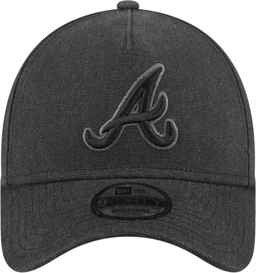 New Era Atlanta Braves Logo Essentials A Frame 9FORTY Adjustable Hat-Charcoal Black product image 3, provided for visual