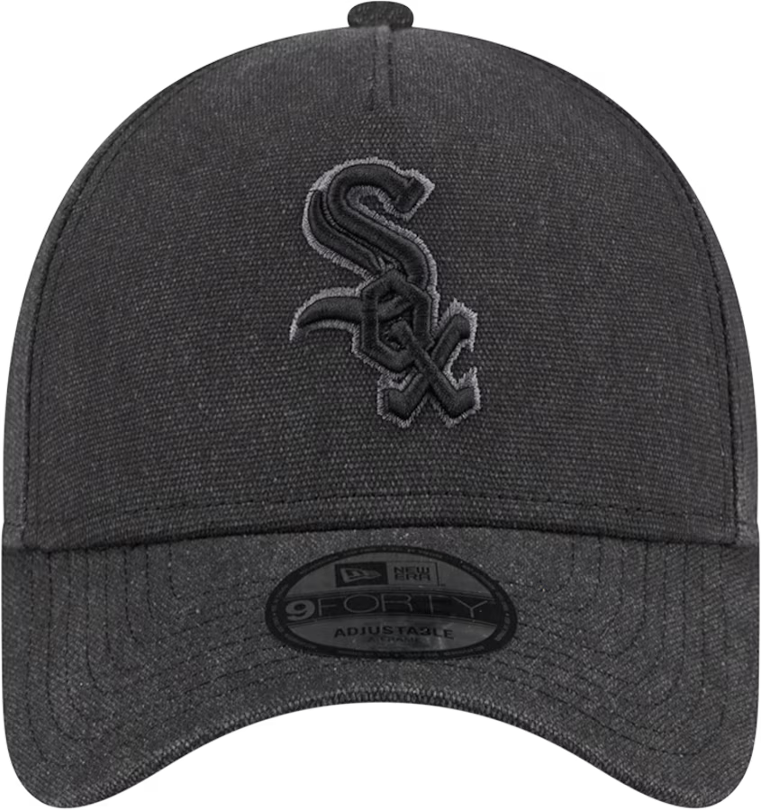 New Era Chicago White Sox Logo Essentials A Frame 9FORTY Adjustable Hat-Charcoal Black product image 2, provided for visual