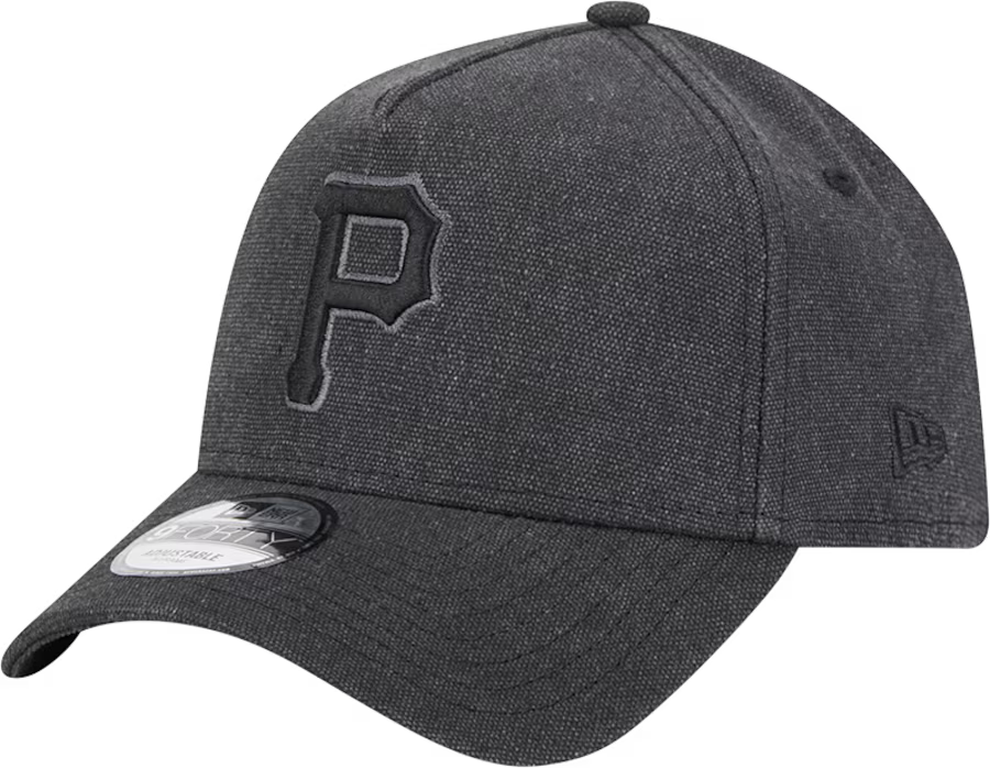 New Era Pittsburgh Pirates Logo Essentials A Frame 9FORTY Adjustable Hat-Charcoal Black product image 3, provided for visual
