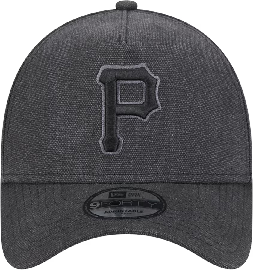 New Era Pittsburgh Pirates Logo Essentials A Frame 9FORTY Adjustable Hat-Charcoal Black product image 2, provided for visual