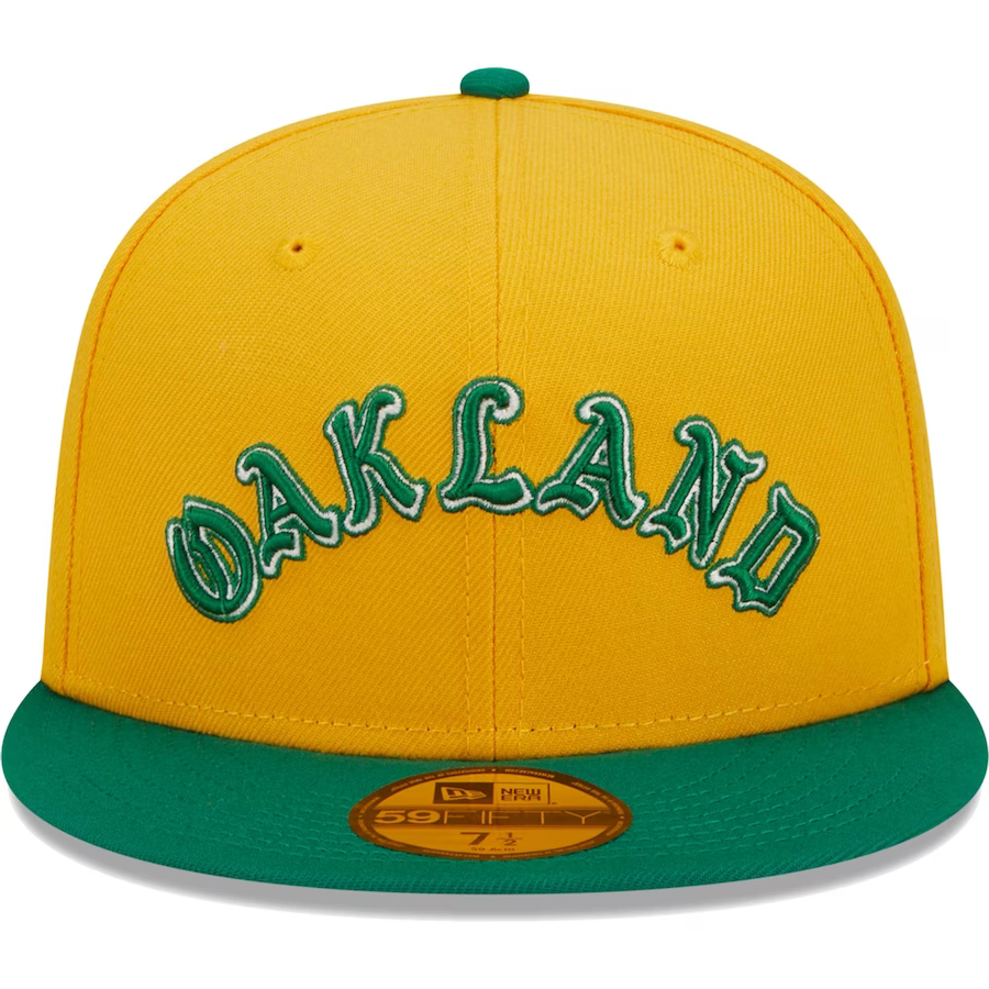 New Era Oakland Athletics Gold Retro Jersey Script 59FIFTY Fitted product image 2, provided for visual reference and product