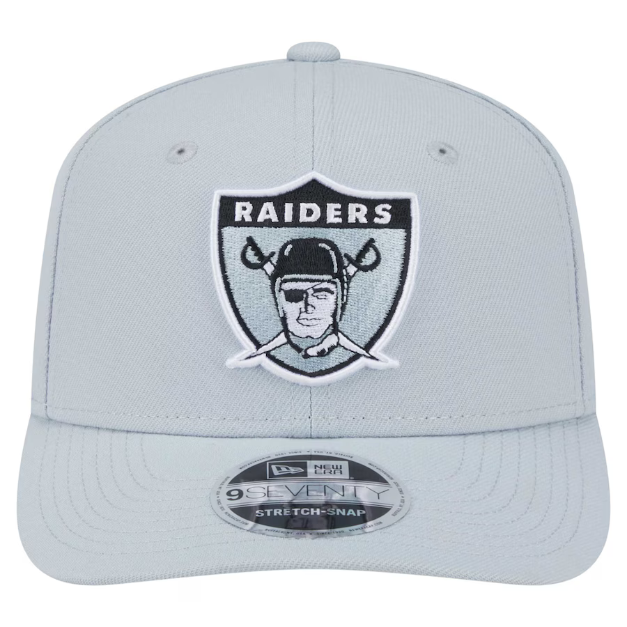 New Era Las Vegas Raiders Team 9SEVENTY Stretch-Snap Adjustable Hat-Gray product image 3, provided for visual reference and