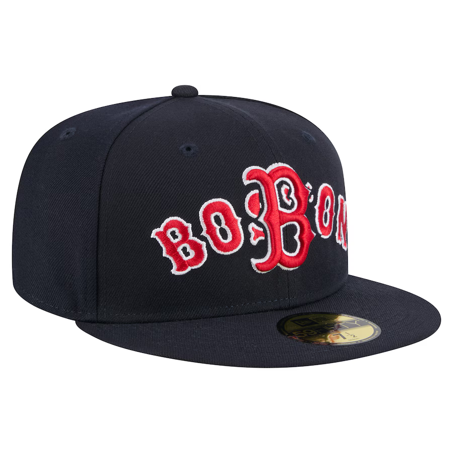 New Era Boston Red Sox Overlap 59FIFTY Fitted Hat-Navy product image 2, provided for visual reference and product detail