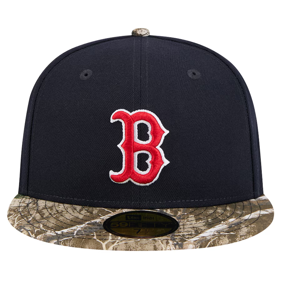 New Era Boston Red Sox Navy Realtree Camo 59FIFTY Fitted Hat product image 1, provided for visual reference and product