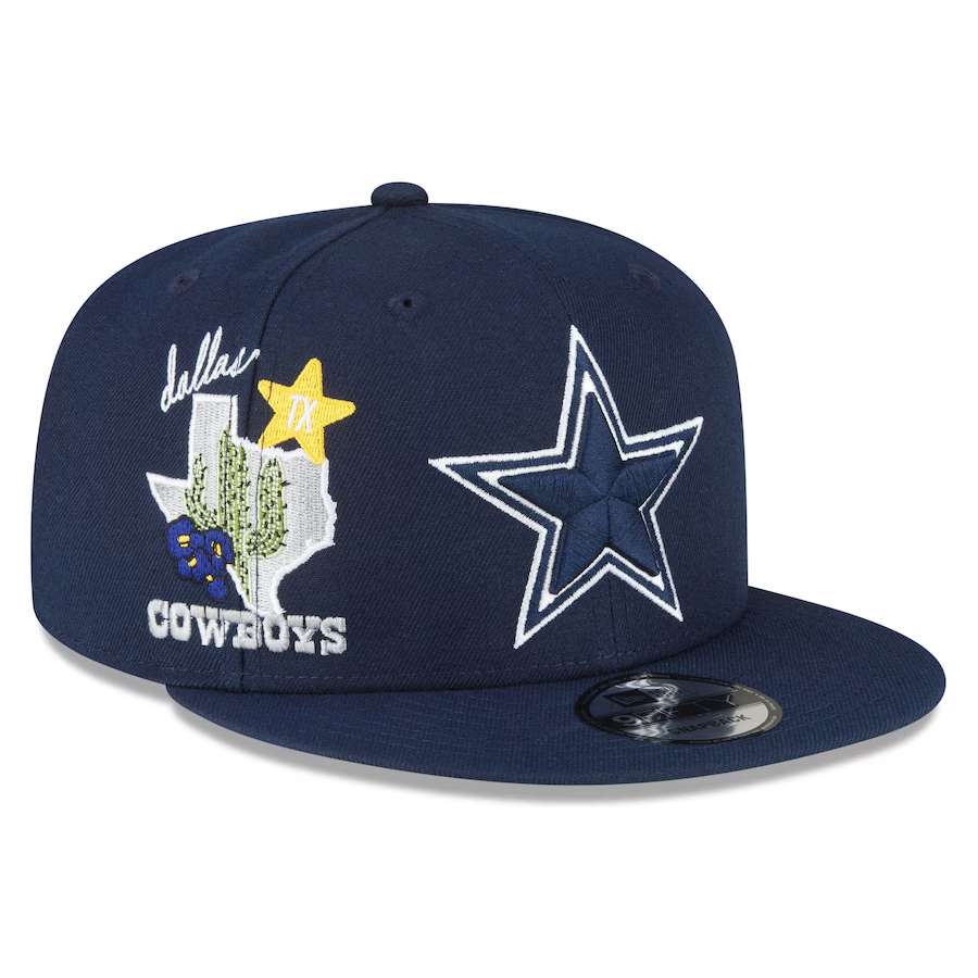 New Era Navy Dallas Cowboys Icon 9FIFTY Snapback Hat for Men product image 1, provided for visual reference and product