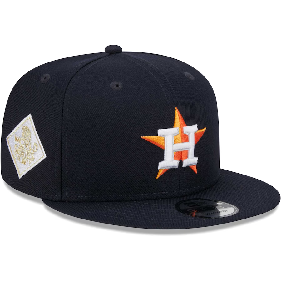New Era Houston Astros 2017 World Series Side Patch 9FIFTY Snapback Hat-Navy product image 1, provided for visual reference