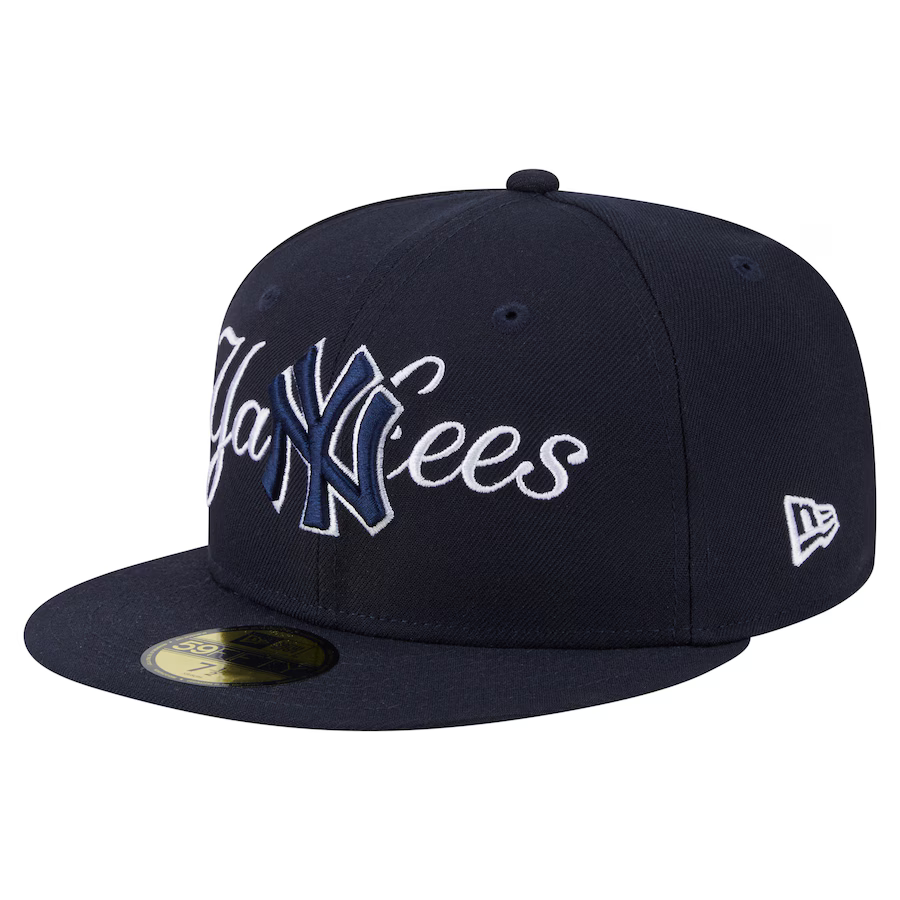 New Era New York Yankees Overlap 59FIFTY Fitted Hat-Navy product image 3, provided for visual reference and product detail