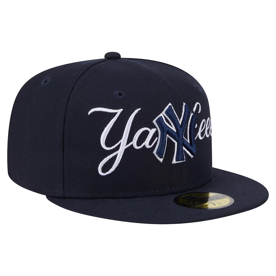 New Era New York Yankees Overlap 59FIFTY Fitted Hat-Navy product image 2, provided for visual reference and product detail