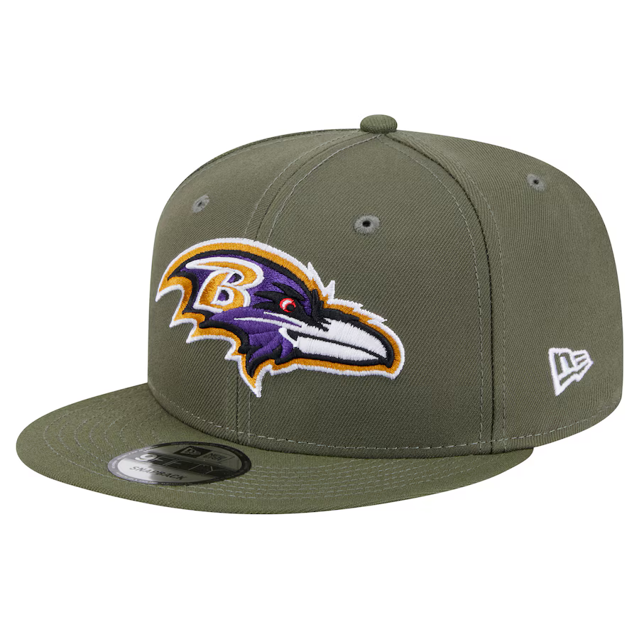 New Era Men Baltimore Ravens 9FIFTY Snapback Hat-Olive Green product image 2, provided for visual reference and product