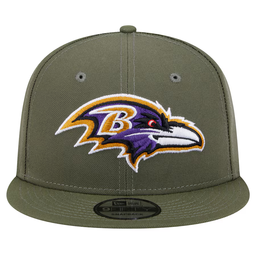 New Era Men Baltimore Ravens 9FIFTY Snapback Hat-Olive Green product image 3, provided for visual reference and product