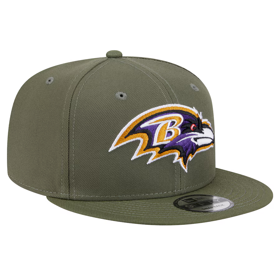 New Era Men Baltimore Ravens 9FIFTY Snapback Hat-Olive Green product image 1, provided for visual reference and product