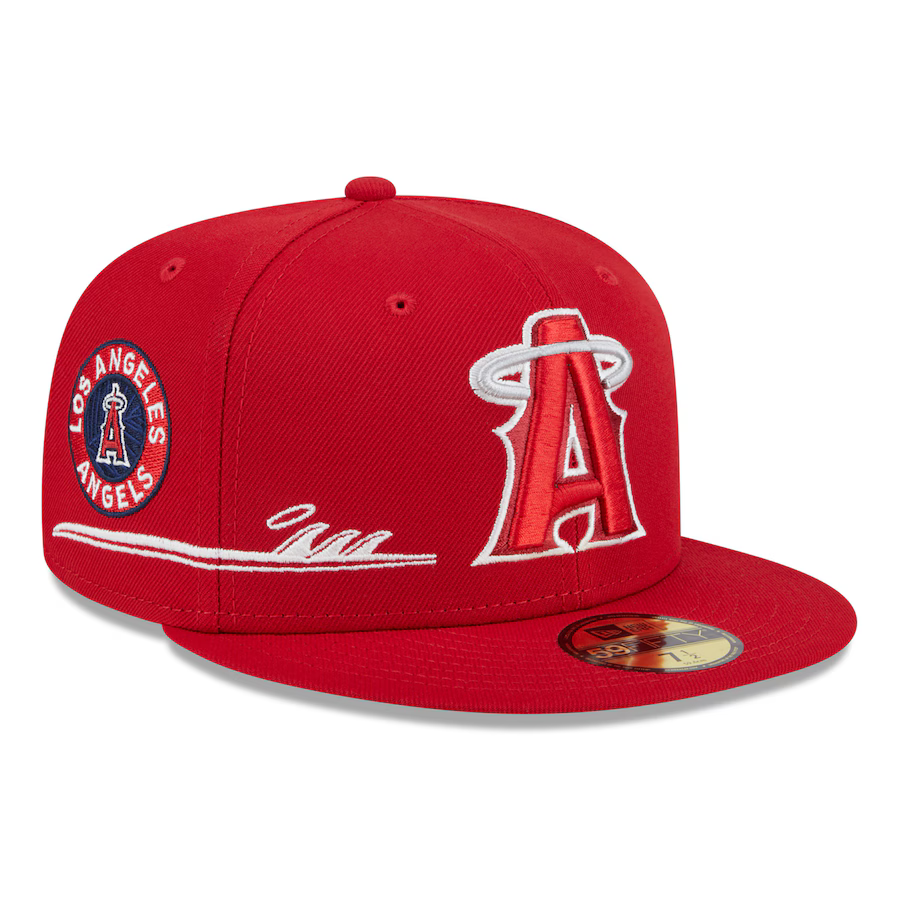 New Era Los Angeles Angels City Connect Icon 59FIFTY Fitted Hat - Red product image 1, provided for visual reference and