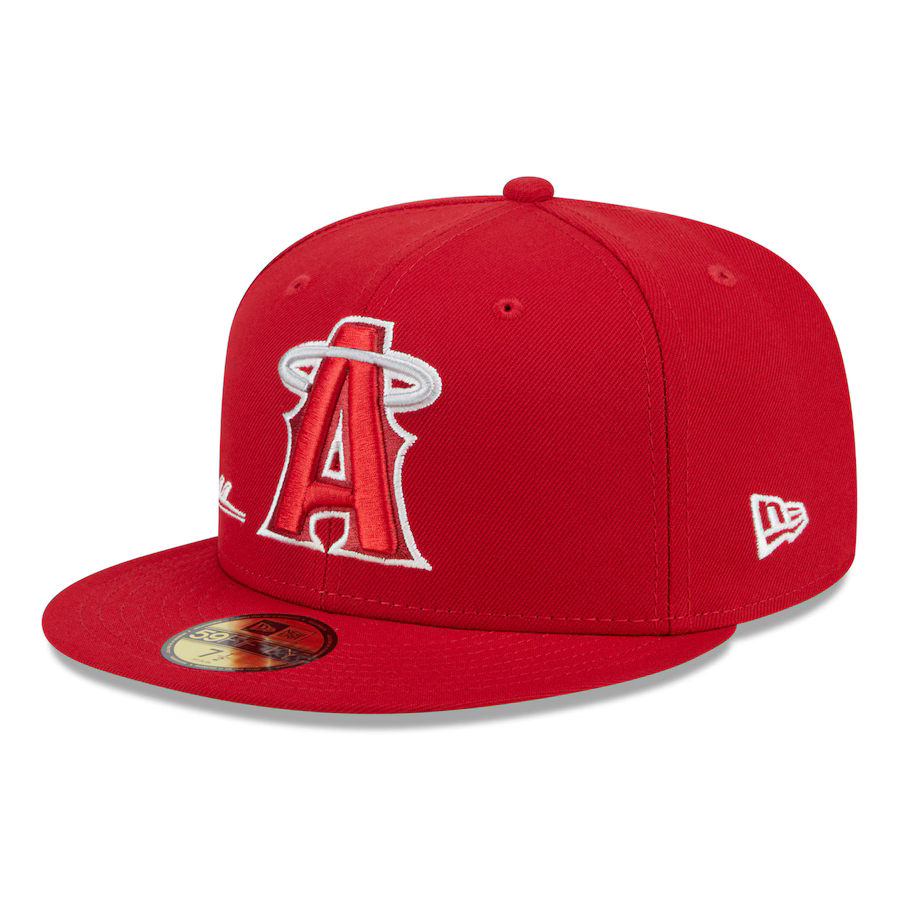 New Era Los Angeles Angels City Connect Icon 59FIFTY Fitted Hat - Red product image 5, provided for visual reference and