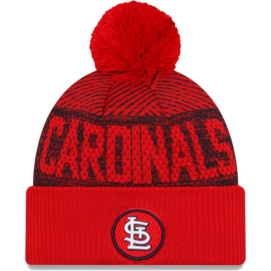 New Era St. Louis Cardinals Authentic Collection Sport Cuffed Knit Hat with Pom-Red product image 1, provided for visual