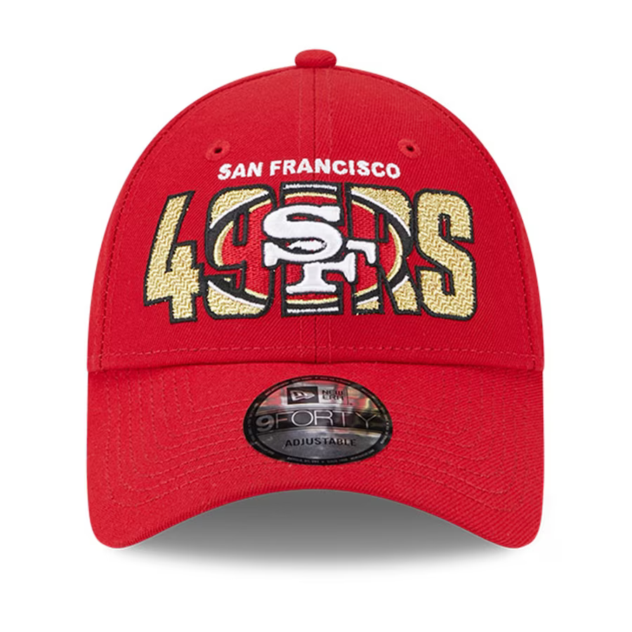 New Era San Francisco 49ERS 2023 NFL Draft 9FORTY Adjustable Hat - Red product image 2, provided for visual reference and
