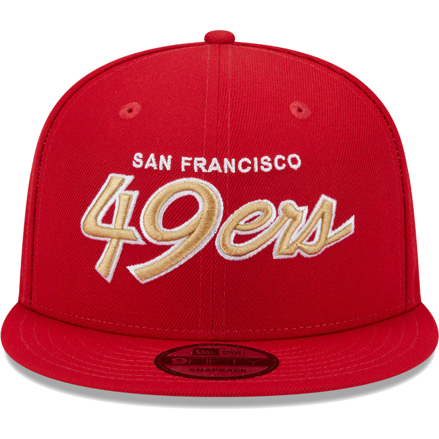 New Era Youth San Francisco 49ers Script 9FIFTY Snapback Hat - Red product image 2, provided for visual reference and