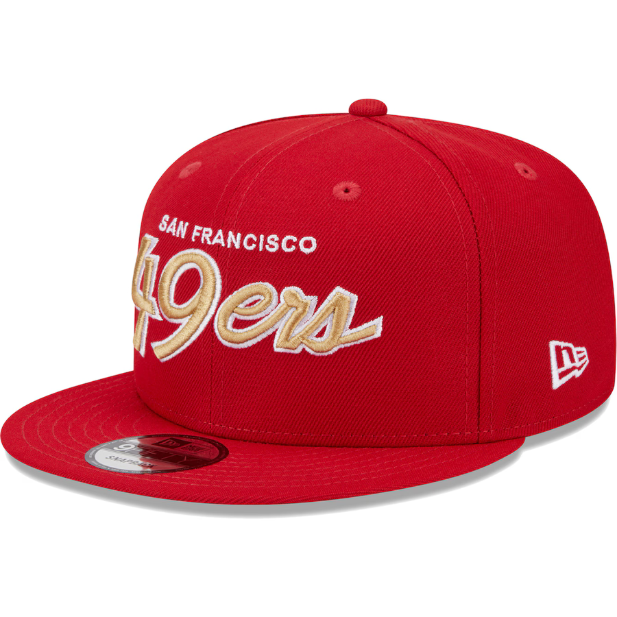 New Era Youth San Francisco 49ers Script 9FIFTY Snapback Hat - Red product image 3, provided for visual reference and