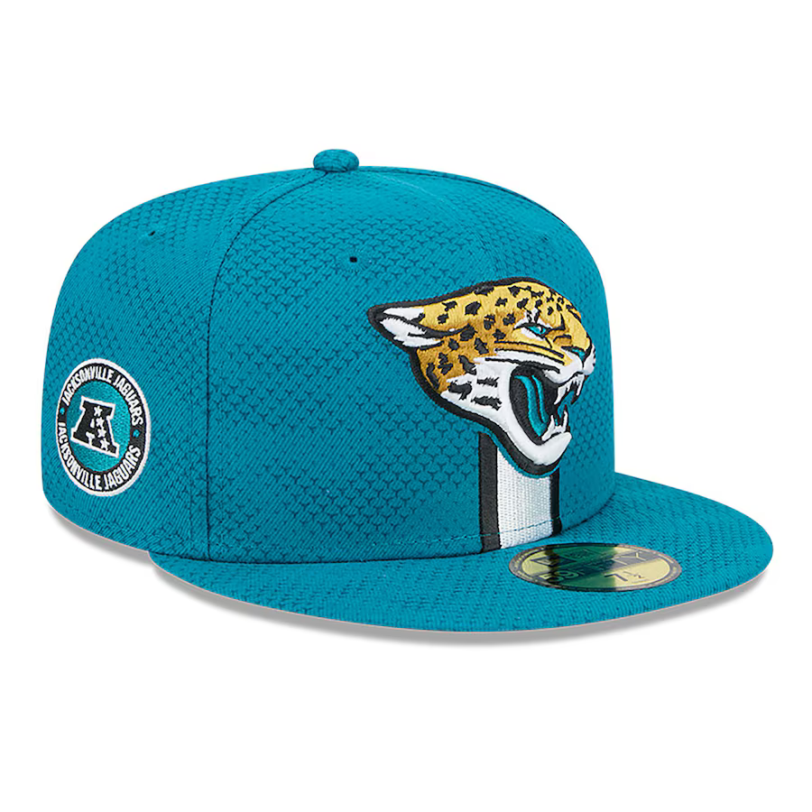 New Era Men Jacksonville Jaguars Teal Sideline 59FIFTY Fitted Hat product image 1, provided for visual reference and product